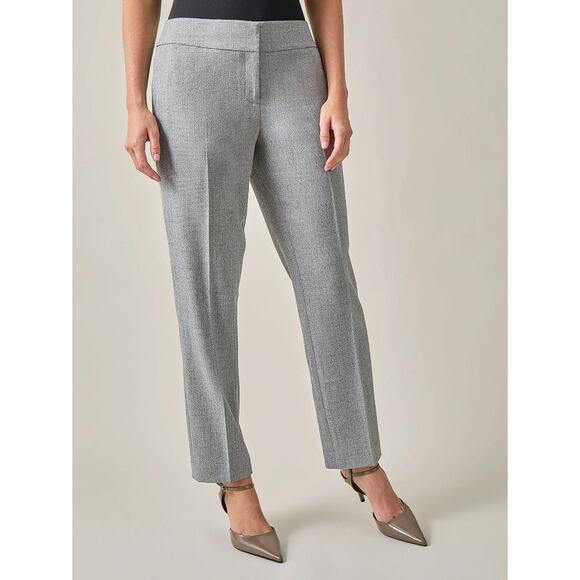 KASPER Women's Harlow Pant Iconic Stretch Crepe Size 8P In Grey/Black - Picture 1 of 15